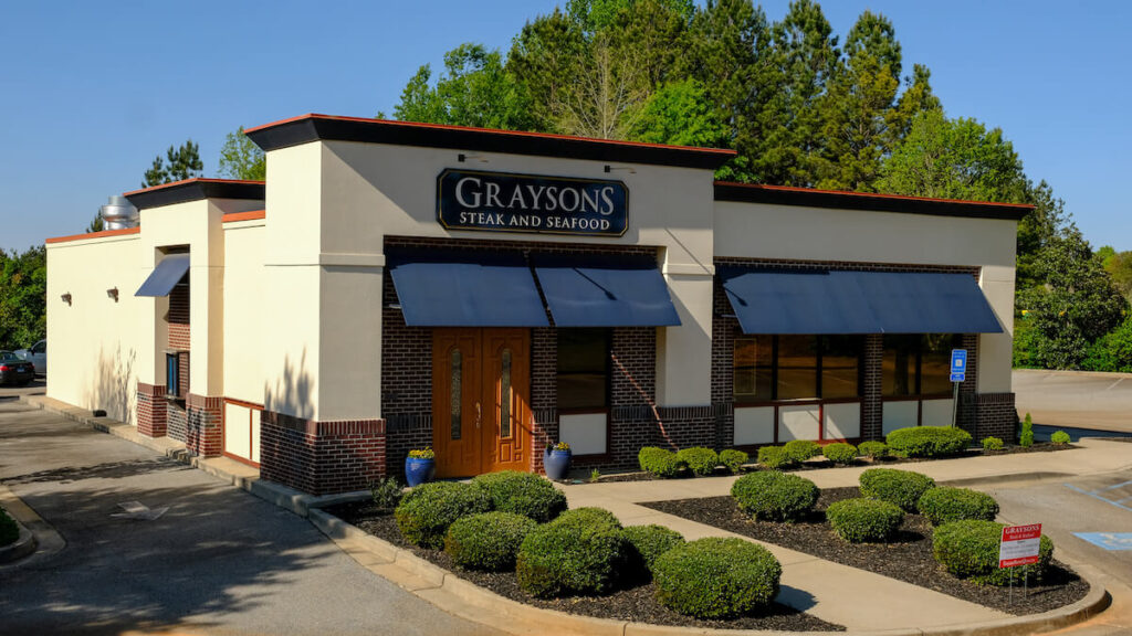 Storefront shot of Grayson's Steak & Seafood restaurant