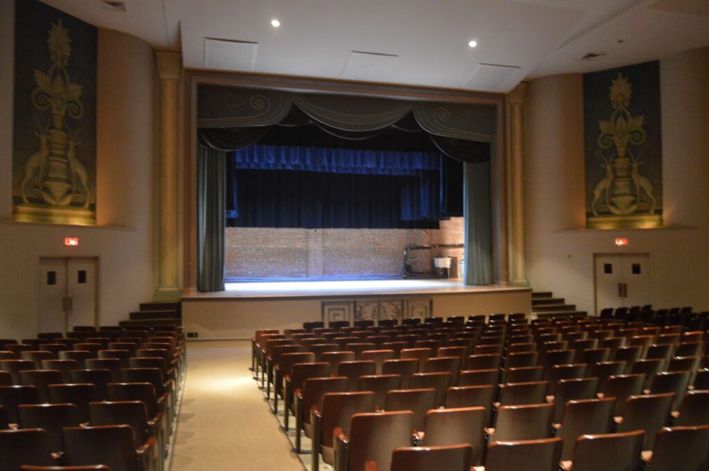 Interior view of the stage at Wadsworth Auditorium