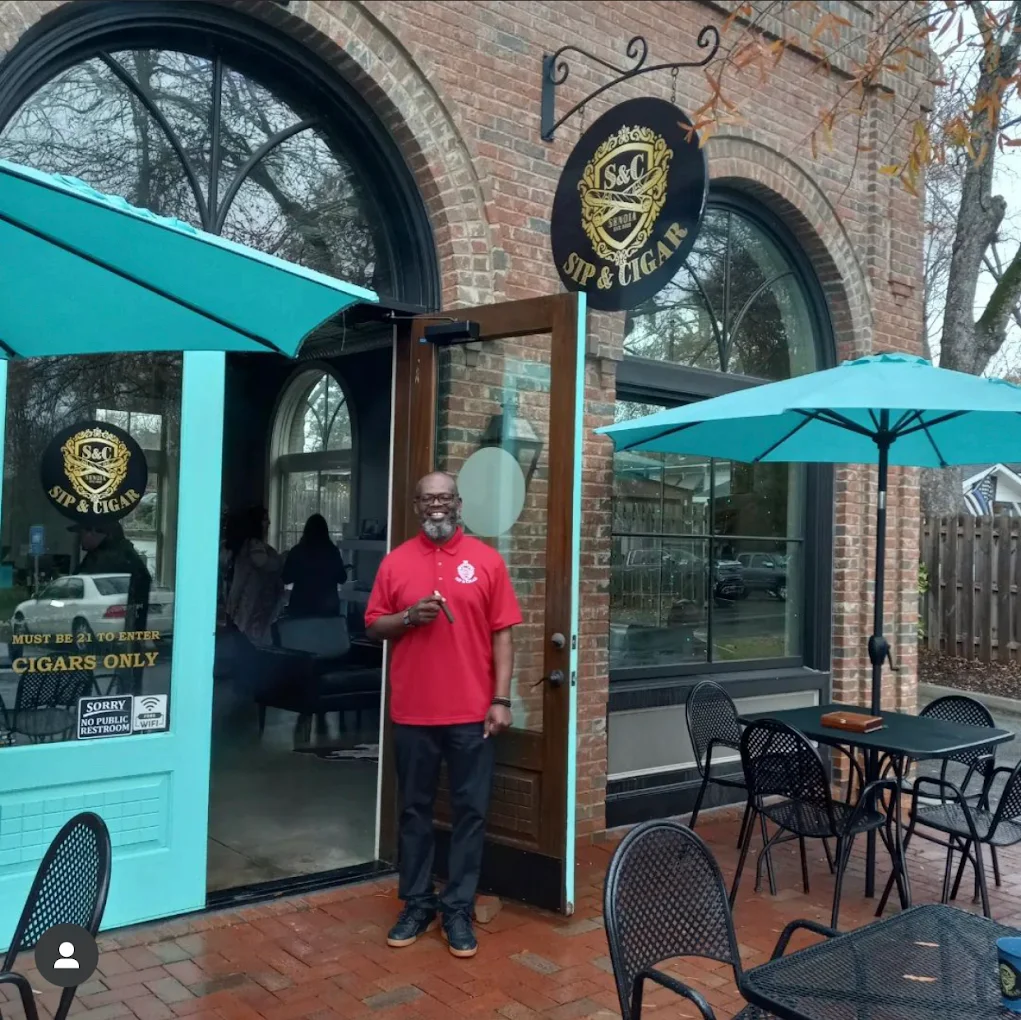 Exterior shot of local cigar lounge in Senoia, GA